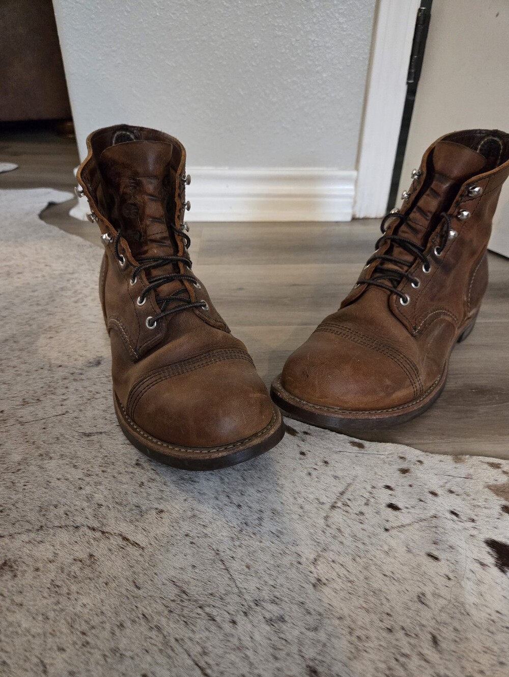 RED WING IRON RANGER BROWN Men's Brown Leather Lace-Up Work Boots